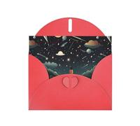 YYHWHJDE Carte de vœux rouge avec motif prier sous le ciel étoilé pour Noël, anniversaire d'enfant, Saint-Valentin et invitation à une fête