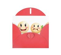 YYHWHJDE Carte de vœux rouge avec motif sourire timide, parfaite pour la Saint-Valentin, un anniversaire de mariage et des invitations de fête