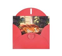 YYHWHJDE Carte de vœux rouge avec motif tigre sur le canapé pour fête d'anniversaire festive