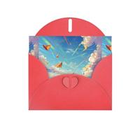 YYHWHJDE Carte de vœux rouge Cerf-volant dans le ciel pour fête d'anniversaire festive Invitation