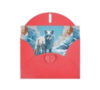 YYHWHJDE Carte de vœux rouge glacier Blue Fox Track pour Noël, anniversaire d'enfant, Saint-Valentin et invitation à une fête