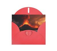 YYHWHJDE Carte de vœux rouge Le volcan Kilauea en éruption pour fête d'anniversaire festive