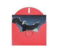 YYHWHJDE Carte de vœux rouge motif aigle sous les étoiles pour Noël, anniversaire d'enfant, Saint-Valentin et invitation à une fête