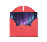 YYHWHJDE Carte de vœux rouge Motif aurore chutes de neige pour Noël, anniversaire d'enfant, Saint-Valentin et invitation à une fête