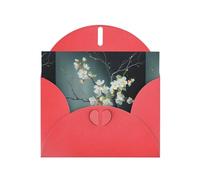 YYHWHJDE Carte de vœux rouge motif branches de saule en fleurs pour fête d'anniversaire festive invitation