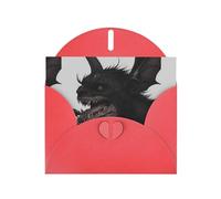 YYHWHJDE Carte de vœux rouge motif chauve-souris mutante pour Noël, anniversaire d'enfant, Saint-Valentin et invitation à une fête