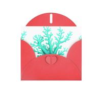 YYHWHJDE Carte de vœux rouge motif corail vert pour Noël, anniversaire d'enfant, Saint-Valentin et invitation à une fête