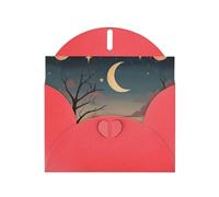 YYHWHJDE Carte de vœux rouge motif étoiles et lune pour Noël, anniversaire d'enfant, Saint-Valentin et invitation à une fête