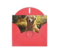 YYHWHJDE Carte de vœux rouge motif golden retriever pour fête d'anniversaire festive invitation