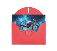 YYHWHJDE Carte de vœux rouge Motif grande araignée dans le ciel étoilé pour Noël, anniversaire d'enfant, Saint-Valentin et invitation à une fête