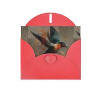 YYHWHJDE Carte de vœux rouge motif hirondelle abstraite pour Noël, anniversaire d'enfant, Saint-Valentin et invitation à une fête