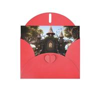 YYHWHJDE Carte de vœux rouge motif jardin féérique gothique parfaite pour la Saint-Valentin, anniversaire de mariage et invitations de fête