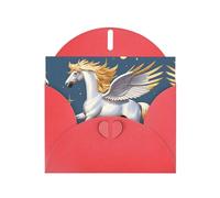 YYHWHJDE Carte de vœux rouge motif pégase doré pour fête d'anniversaire festive invitation