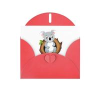 YYHWHJDE Carte de vœux rouge Motif petit koala dans le trou de l'arbre pour fête d'anniversaire festive