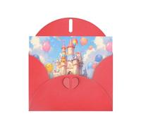 YYHWHJDE Carte de vœux rouge Motif petits animaux dans le château pour fête d'anniversaire festive