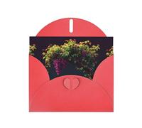 YYHWHJDE Carte de vœux rouge motif vignes sur la falaise pour Noël, anniversaire d'enfant, Saint-Valentin et invitation à une fête