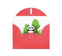 YYHWHJDE Carte de vœux rouge Panda dans un manoir vert pour invitation à une fête d'anniversaire festive