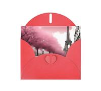YYHWHJDE Carte de vœux rouge Paris Street Tour Eiffel motif floral rose pour fête d'anniversaire
