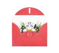 YYHWHJDE Carte de vœux rouge Petit tigre blanc dans le bouquet pour Noël, anniversaire d'enfant, Saint-Valentin et invitation à une fête