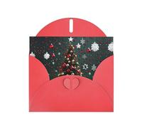YYHWHJDE Carte de vœux rouge ronde motif arbre de Noël pour Noël, anniversaire d'enfant, Saint-Valentin et invitation à une fête