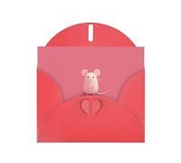 YYHWHJDE Carte de vœux rouge « The little mouse who made a mistake » pour Noël, un anniversaire d'enfant, la Saint-Valentin et une invitation à une fête