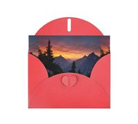 YYHWHJDE Carte de vœux rouge « The morning light in the mountain » - Parfait pour la Saint-Valentin, un anniversaire de mariage et des invitations de fête