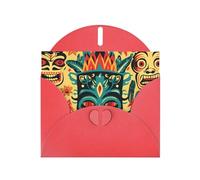 YYHWHJDE Carte de vœux rouge vintage Aloha Tiki pour Noël, anniversaire d'enfant, Saint-Valentin et invitation à une fête