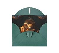 YYHWHJDE Carte de vœux vert foncé « A little bear learning knowledge » pour fête d'anniversaire festive