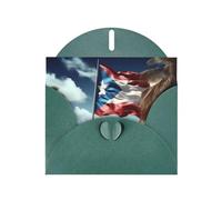 YYHWHJDE Carte de vœux vert foncé avec drapeau de Porto Rico pour fête d'anniversaire festive