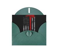 YYHWHJDE Carte de vœux vert foncé avec hache de pompier, motif drapeau rouge, parfaite pour la Saint-Valentin, un anniversaire de mariage et des invitations de fête