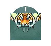 YYHWHJDE Carte de vœux vert foncé avec impression petite tête de tigre pour Noël, anniversaire d'enfant, Saint-Valentin et invitation à une fête