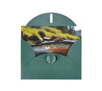 YYHWHJDE Carte de vœux vert foncé avec imprimé pêche à la mouche pour Noël, anniversaire d'enfant, Saint-Valentin et invitation à une fête