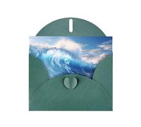 YYHWHJDE Carte de vœux vert foncé avec imprimé vagues de l'océan bleu pour Noël, anniversaire d'enfant, Saint-Valentin et invitation à une fête