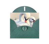 YYHWHJDE Carte de vœux vert foncé avec joli petit cygne pour Noël, anniversaire d'enfant, Saint-Valentin et invitation à une fête