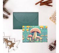 YYHWHJDE Carte de vœux vert foncé avec jolis petits champignons imprimés pour Noël, un anniversaire d'enfant, la Saint-Valentin et une invitation à une fête