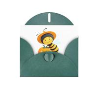 YYHWHJDE Carte de vœux vert foncé avec motif abeille tenant une citrouille pour fête d'anniversaire festive