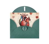 YYHWHJDE Carte de vœux vert foncé avec motif anatomie humaine en forme de cœur pour Noël, anniversaire d'enfant, Saint-Valentin et invitation à une fête