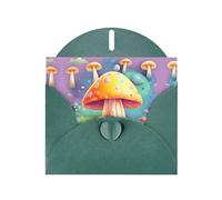 YYHWHJDE Carte de vœux vert foncé avec motif champignon de rêve pour Noël, anniversaire d'enfant, Saint-Valentin et invitation à une fête