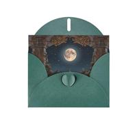 YYHWHJDE Carte de vœux vert foncé avec motif château étoilé pour Noël, anniversaire d'enfant, Saint-Valentin et invitation à une fête
