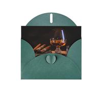 YYHWHJDE Carte de vœux vert foncé avec motif cigare et whisky, parfaite pour la Saint-Valentin, un anniversaire de mariage et des invitations de fête