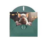 YYHWHJDE Carte de vœux vert foncé avec motif de jeune cochon mignon pour Noël, anniversaire d'enfant, Saint-Valentin et invitation à une fête