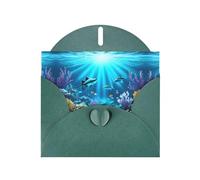 YYHWHJDE Carte de vœux vert foncé avec motif de rayons de corail sous-marins pour fête d'anniversaire festive