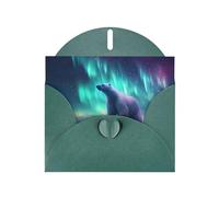 YYHWHJDE Carte de vœux vert foncé avec motif d'ours polaire aurores boréales, parfaite pour la Saint-Valentin, un anniversaire de mariage et des invitations de fête