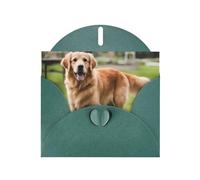 YYHWHJDE Carte de vœux vert foncé avec motif golden retriever pour fête d'anniversaire festive