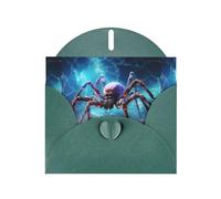 YYHWHJDE Carte de vœux vert foncé avec motif grande araignée dans le ciel étoilé pour Noël, anniversaire d'enfant, Saint-Valentin et invitation à une fête