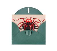 YYHWHJDE Carte de vœux vert foncé avec motif mignon petite araignée rouge pour Noël, anniversaire d'enfant, Saint-Valentin et invitation à une fête