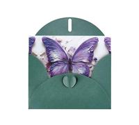 YYHWHJDE Carte de vœux vert foncé avec motif papillon peinture à l'huile violette pour Noël, anniversaire d'enfant, Saint-Valentin et invitation à une fête