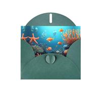 YYHWHJDE Carte de vœux vert foncé avec motif poisson corail sous l'eau pour Noël, anniversaire d'enfant, Saint-Valentin et invitation à une fête