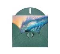 YYHWHJDE Carte de vœux vert foncé avec motif vagues de l'océan pour fête d'anniversaire festive