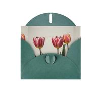 YYHWHJDE Carte de vœux vert foncé avec trois fleurs de tulipes pour Noël, anniversaire d'enfant, Saint-Valentin et invitation à une fête